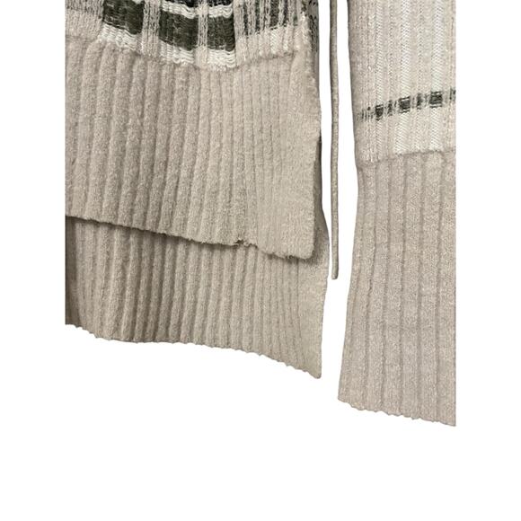 3.1 Phillip Lim Abstract Float Plaid Sweater XS Mock Neck Tie Sides Split Hem - Picture 7 of 10